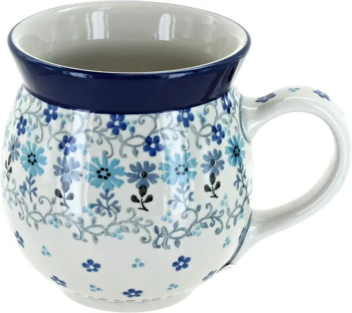 Vista 30 de Blue Rose Polish Pottery - Blue Alyce Bubble Mug - 16 oz - Unique Shape Mug for Coffee & Tea