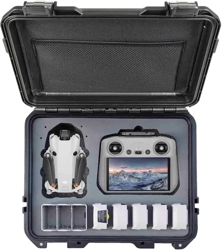 Vista 11 de INNVO - Funda rígida para DJI Air 3S / Air 3, IP67, caja protectora impermeable PP Hardshell Storage Box, Fits RC 2 / RC-N3, Holds 6 Batteries, 2