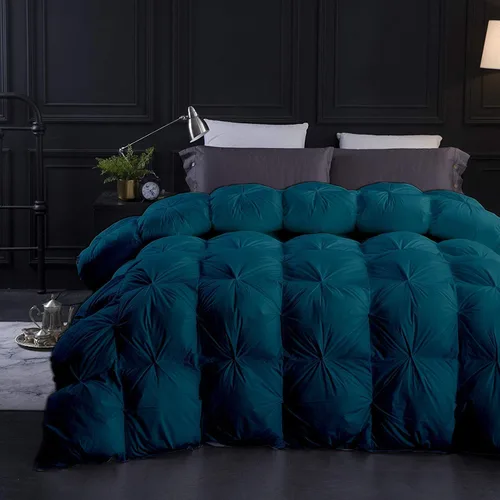 Vista 12 de Juego de edredón plisado para todas las estaciones, 21.16 oz/m², 3 piezas (edredón + 2 fundas de almohada), relleno de edredón de algodón egipcio