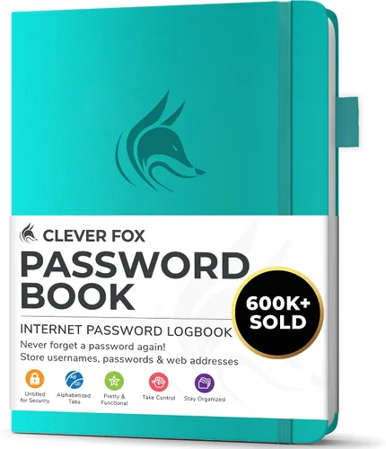 Vista 51 de Clever Fox Libro de contraseñas con pestañas alfabéticas, 4"x5.5" Keeper