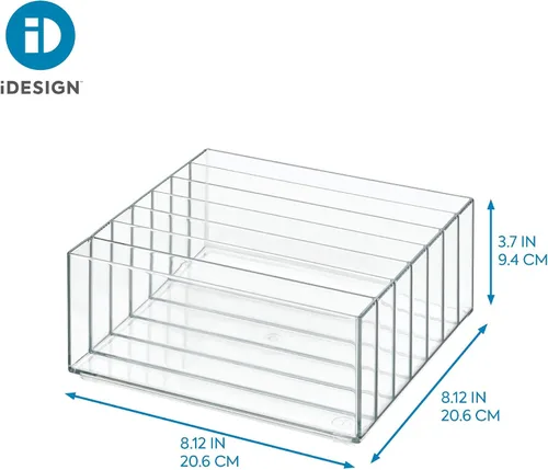 Vista 5 de iDesign 42870 Clarity - Organizador de paleta de maquillaje ancho dividido de plástico sin BPA, 8.1 x 8.1 x 3.7 pulgadas