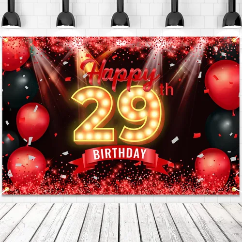 Vista 21 de Cartel de feliz cumpleaños 10 años, fondo rojo y negro, decoraciones de cumpleaños para niñas y niños de 10 años, artículos de fotografía