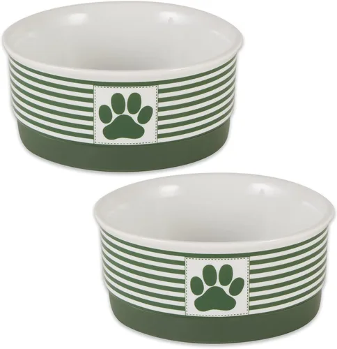 Vista 9 de Bone Dry Ceramic Stripe Paw - Cuencos para mascotas, aptos para lavavajillas, pequeños, 4.25 x 2, negro, 2
