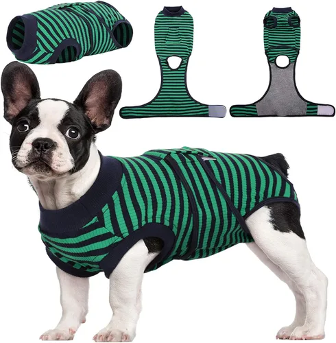 Vista 12 de Kuoser - Traje de recuperación posterior a la cirugía para perros y gatos, camisa profesional y vendaje de heridas abdominales, reemplaza collar