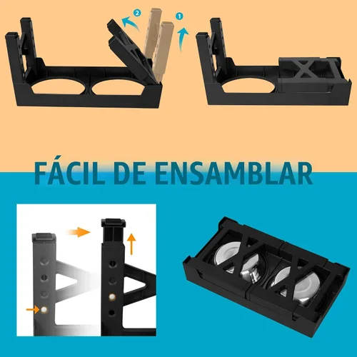 Vista 6 de Niubya Cuencos elevados para perros con 2 cuencos de comida de acero inoxidable para perros, cuenco elevado para perros que se ajusta a 5 alturas