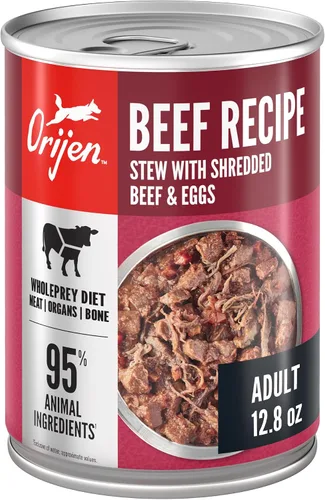 Vista 2 de ORIJEN Stew - Comida húmeda para perros, receta de carne de res, latas de 12.8 onzas (12 unidades) Ingredientes WHOLEPREY, alto contenido
