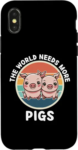 Vista 4 de iPhone 15 Vintage The World Needs More Pig Retro Pigs Lover Case