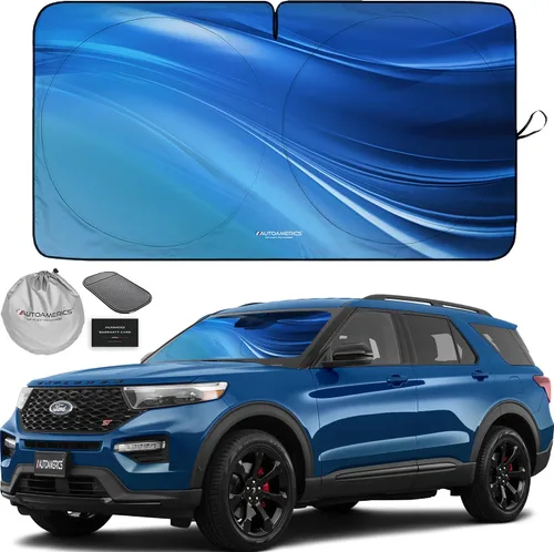 Vista 38 de Parasol de Parabrisas de Una Pieza - Parasol Cromado Líquido Plegable para Ventana Delantera de Auto para Carros SUV Camión - Protector Visor