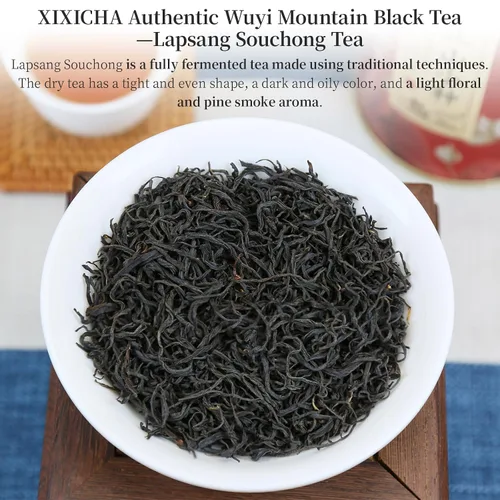 Vista 3 de XIXICHA Lapsang Souchong Té chino Té negro Hoja suelta Grado AAA ZhengShanXiaoZhong Wuyi Montaña Té negro Rico aroma de flor