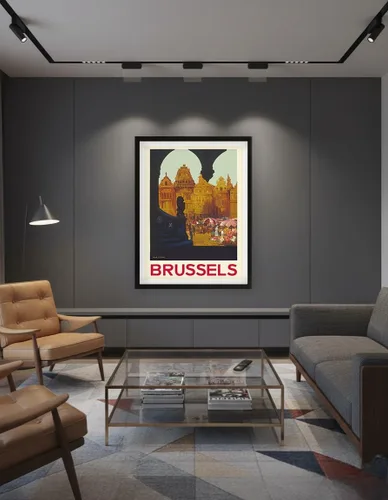 Vista 6 de Brussels Belgium - The Grand Place - Belgian National Railways - Vintage Travel Poster by Frank H. Mason c.1930 - Master Art Print (Unframed) 6in x