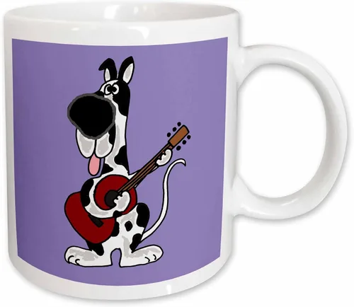 Vista 10 de All Smiles Arte Música – Gran danés arlequín tocando la guitarra – Tazas, Negro/Blanco
