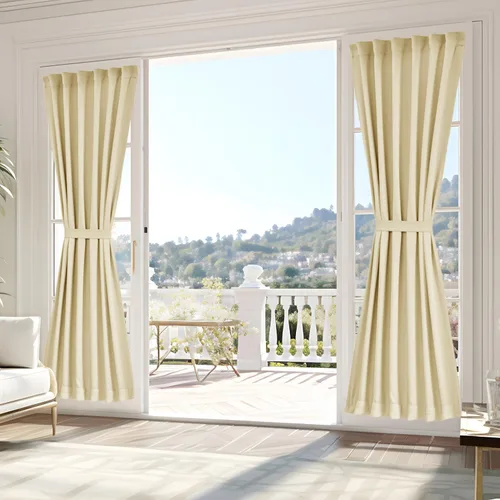 Vista 98 de Vatge Cortinas laterales autoadhesivas para puertas de cristal, sin taladro, extraíble, panel de filtrado de luz, 1 panel, 12 pulgadas de ancho x 60