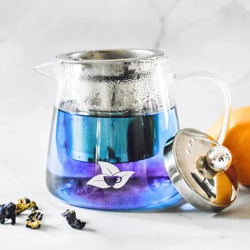 Vista 4 de DelighTeas® Tetera de vidrio Vidrio de borosilicato, infusor extraíble de acero inoxidable Diseñada con boquilla que no gotea