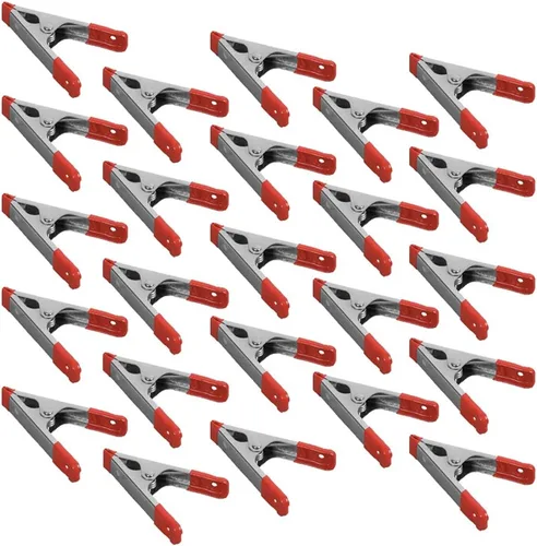 Vista 3 de Wideskall® Abrazaderas de resorte de metal de 4 pulgadas con mango recubierto de PVC rojo y puntas (paquete de 8)
