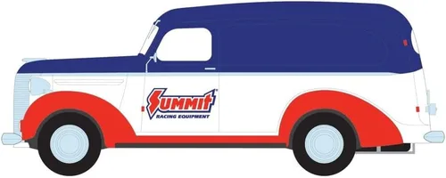 Vista 2 de ModelToyCars 1939 Chevy Panel Truck - Equipo de carreras Summit, rojo - Greenlight 85061 - Coche fundido a presión a escala 1/24