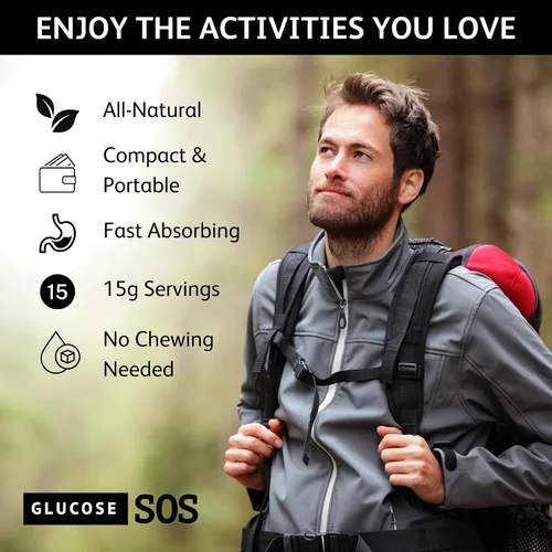 Vista 4 de Comprimidos de Glucosa SOS que se Derriten Hechos con Polvo de Dextrosa, Puré de Frutas Natural, Azúcar, Comprimidos de Glucosa, Suplemento