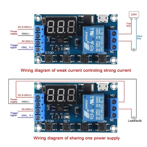 Vista 3 de 4pcs DC 6-30V Relé temporizador programable Relay Relay Module Activador Ciclo Retraso Temporizador Interruptor Encendido/Apagado Módulo de relé