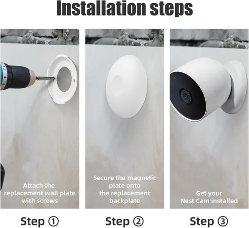 Vista 5 de Paquete de 2 placas de montaje en pared para batería Google Nest Cam para interiores y exteriores, pieza de repuesto de collar de bloqueo