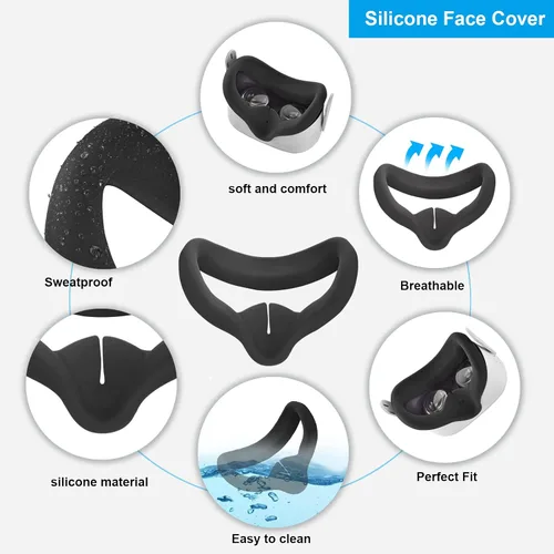 Vista 3 de Silicone Controller Grip for Quest 2 Accessories with VR Headset Lens Cleaning Pen Thumb Button CapProtective Lens Cover Silicone Face Cover Sweat