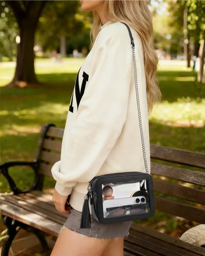 Vista 3 de Unilily Bolsa transparente para eventos en estadios – Bolso cruzado transparente aprobado por estadios para mujeres, conciertos, deportes