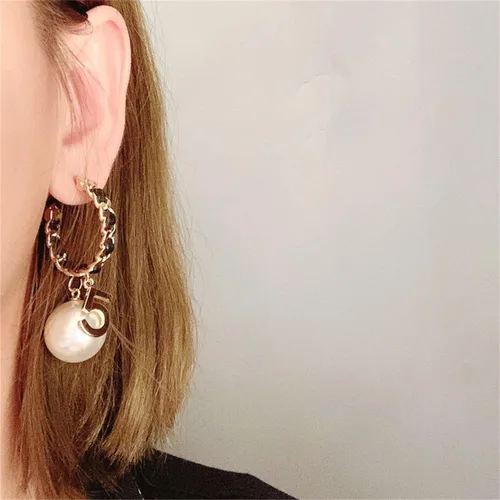 Vista 4 de Vintage número 5 pendientes de aro de perlas pendientes de perlas mujer pendiente joyería de moda para regalo, Zinc, Perla