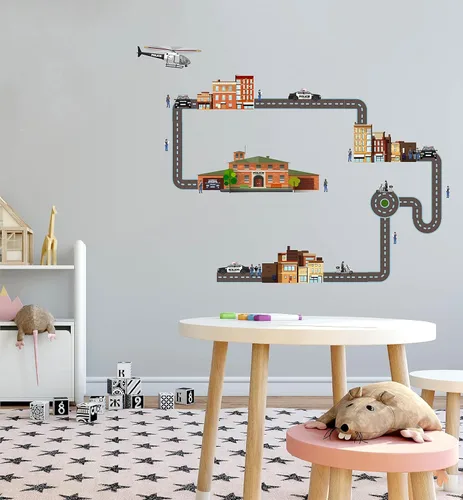 Vista 7 de The City - Vinilo adhesivo de vinilo para habitación de niños, camión de basura, colección de residuos sólidos, para dormitorio de niños, sala