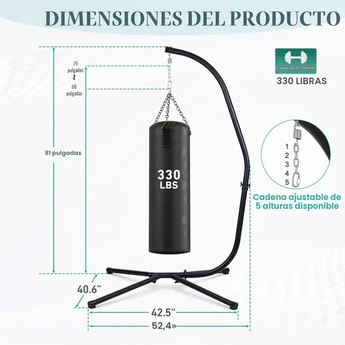 Vista 3 de BPS Soporte de acero para hamaca solo soporte en C para sillas de hamaca colgantes, capacidad de 300 libras
