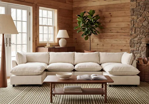 Vista 24 de Iroomy Oversized Modular Sectional Sofa, Chenille Cloud Couch, Deep Comfy Seat, 4-Seater Sofas, Couches, Living Room, Beige
