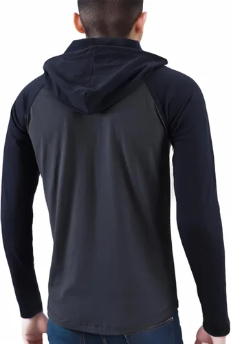 Vista 2 de Camiseta deportiva casual con capucha para hombre, playera, sudadera.