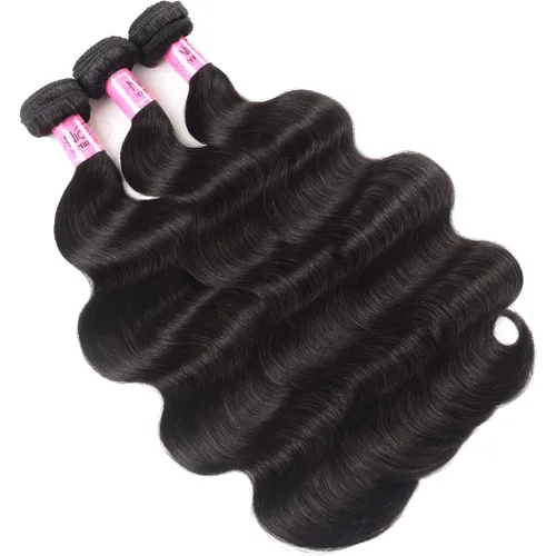 Vista 7 de UNice Cabello malasio, ondulado, 3 paquetes con parte libre, cierre de encaje 4x4, 100% cabello humano virgen sin procesar, color natural