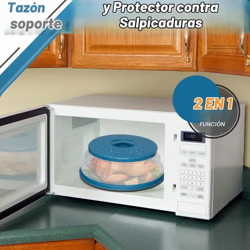 Vista 3 de 2 en 1, WENWELL - Cubierta antisalpicaduras para microondas para alimentos y esterilla, tapa de plato de cocina plegable con ventilación, se puede