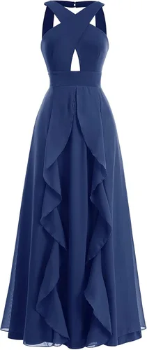 Vista 5 de Vestido largo transformador para mujer, vestido de graduación, convertible, con tirantes delgados, para boda, cóctel, vestido largo