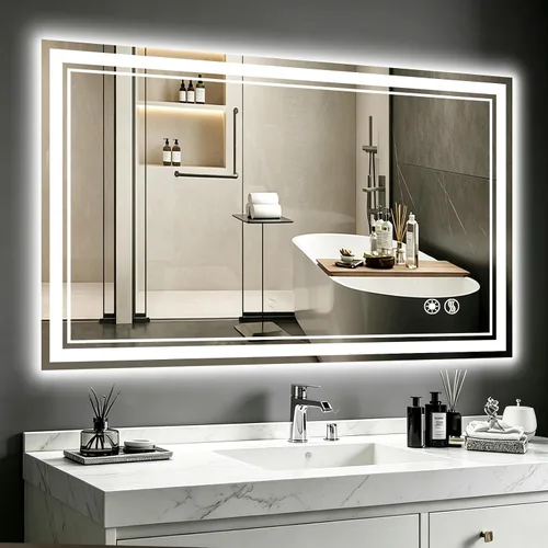 Vista 10 de Espejo de baño de 28 x 36 pulgadas con luces, regulable en 3 colores, sin