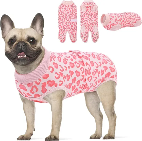 Vista 10 de KOESON Traje de recuperación de cirugía ligero y suave para perros pequeños Rosa claro leopardo
