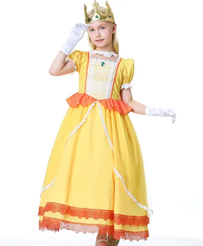Vista 5 de Ratoher Super Brothers Princess Costume for Kids, Peach and Daisy Princess Cosplay Costume for Toddler Girls