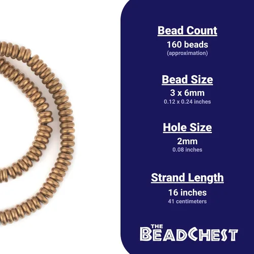 Vista 4 de TheBeadChest - Cuentas redondas lisas de latón antiguo (0.236 in)