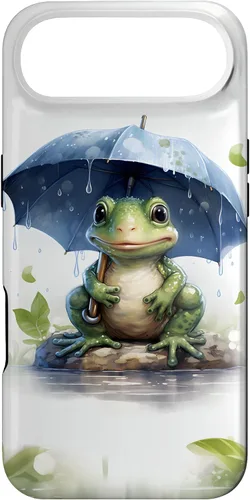 Vista 27 de Cute Green Frog with Umbrella in The Rain Case for iPhone 17
