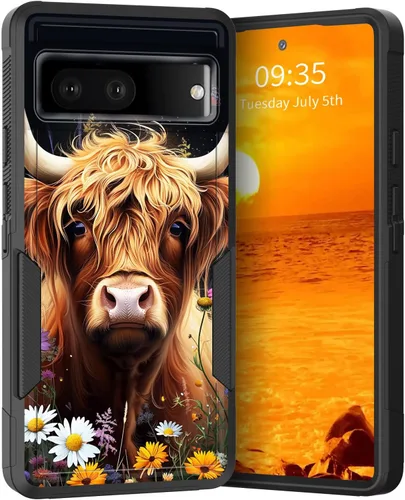 Vista 99 de Funda para Pixel 6A, Híbrida de Doble Capa de Servicio Pesado Resistente a Prueba de Golpes PC Duro + Funda Protectora de Silicona Suave para Google