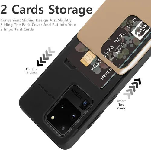 Vista 4 de GOOSPERY Sky Slide - Funda para Samsung Galaxy S20 Ultra (2020) de doble capa con tarjetero y cartera (dorado)