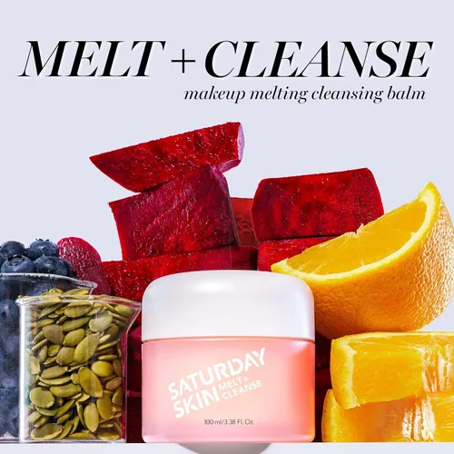 Vista 3 de Saturday Skin Melt Cleanse - Bálsamo removedor de maquillaje, limpieza diaria, bálsamo facial a aceite, lavado de doble cara, vegano, quitar