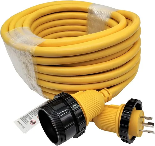 Vista 2 de Parkworld Cable de extensión de alimentación RV Shore, NEMA L5-30 Twist Lock 30A, cable de extensión de barco marino, hembra con collar de sello
