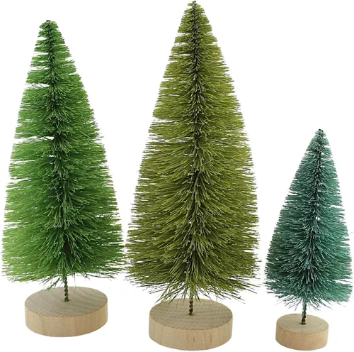 Vista 2 de Bethany Lowe Hues of Green Bottle Brush Trees, juego de 6