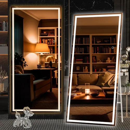 Vista 48 de Hasipu - Espejo de cuerpo entero con luces, 56 x 16 pulgadas, espejo de pie con led para montaje en pared para sala de estar, dormitorio