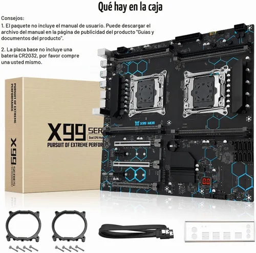 Vista 8 de X99 Placa Base de CPU Dual Intel LGA 2011-V3 para Procesador de Serie Xeon E5 V3/V4