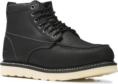 Vista 10 de Golden Fox Botas de trabajo de 6 pulgadas para hombre, con cuña y puntera tipo mocasín, cómodas para la construcción Brun-M6