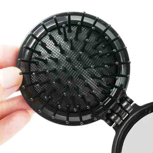 Vista 6 de 2 cepillos de pelo plegables para espejo de viaje, peine de pelo de bolsillo, cepillo de pelo con espejo, mini cepillo de pelo redondo para mujeres