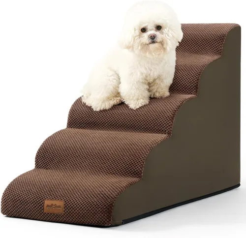 Vista 27 de COZY KISS Escaleras anchas para perros pequeños de 15.7 pulgadas de alto, escalón para mascotas para cachorros, gatos mayores, rampa curva