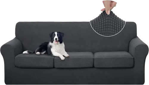 Vista 31 de U-NICE HOME Funda elástica para sofá de 3 piezas, funda de sofá lavable con cojín de asiento individual para sofá de 2 cojines, apta para mascotas