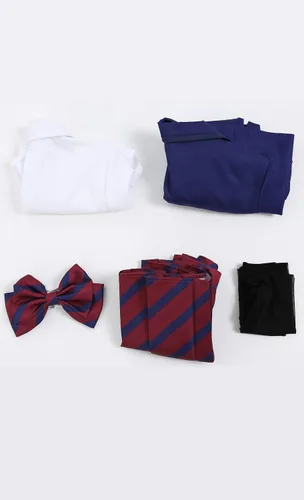 Vista 8 de Haikyuu Conjunto de uniforme escolar para mujer disfraz de cosplay con medias y pajarita