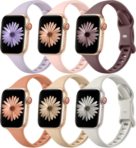 Vista 13 de Lerobo Paquete de 6 correas deportivas de silicona compatibles con Apple Watch Series 7, 8, SE, 6, 5, 4, 3, 2, 1